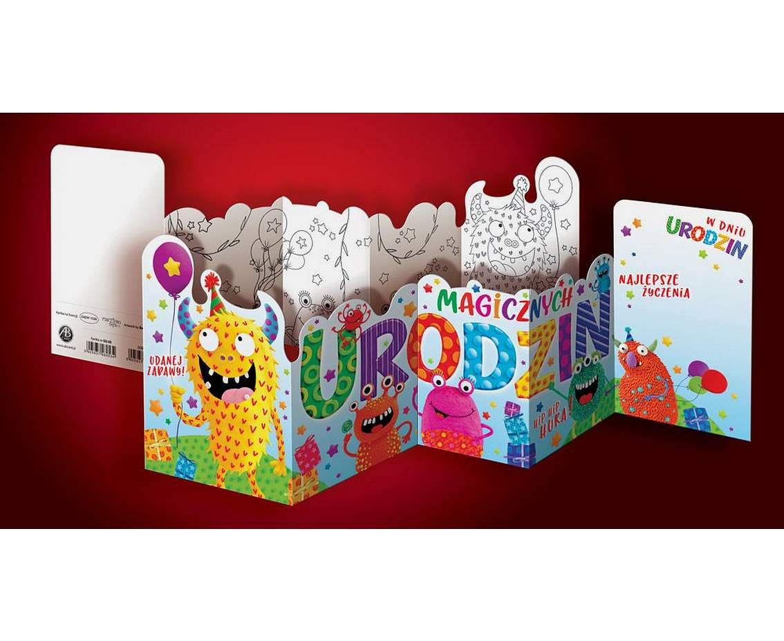 Harmony Card with Birthday Coloring Book, Monster, 11,5x16,5 cm